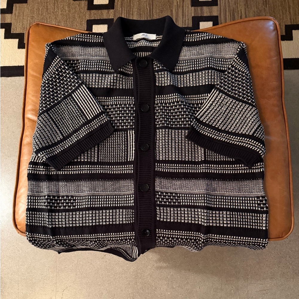 Men's Black and White Patterned Casual Shirt